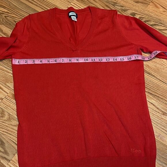 Izod Red Orange V-neck Sweater - Picture 3 of 5